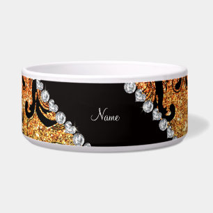 Personalized name black rainbow glitter damask