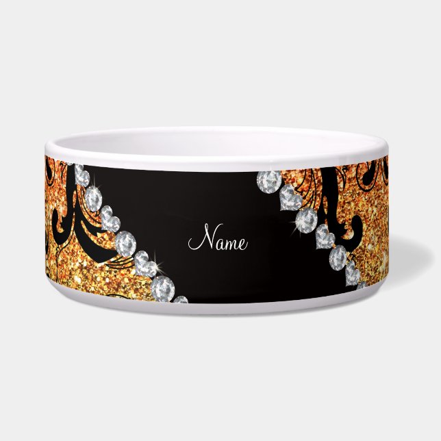Personalized name black rainbow glitter damask (Front)