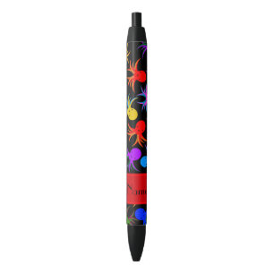 Personalized name black rainbow octopus black ink pen