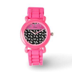 Personalized name black rainbow unicorns watch