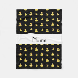 Personalized name black rubber duck pattern fleece blanket