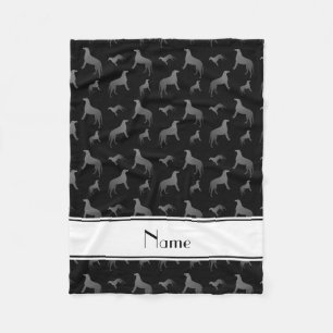Personalized name black Scottish Deerhound dogs Fleece Blanket