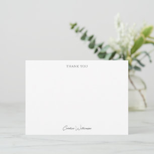 Personalized Name Black Script Elegant Simple Thank You Card