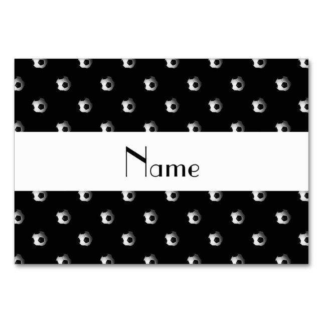 Personalized name black soccer balls table number (Front)
