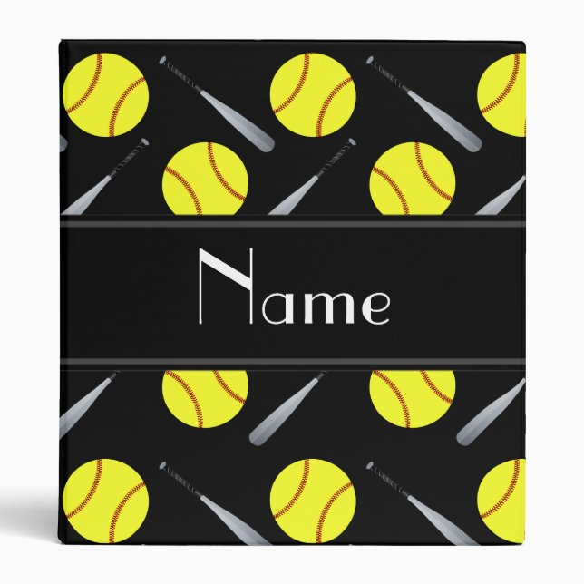 Personalized name black softball pattern binder (Front)