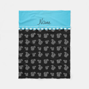 Personalized name black squirrel pattern fleece blanket