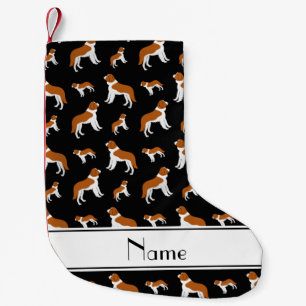 Personalized name black St Bernard dogs Small Christmas Stocking