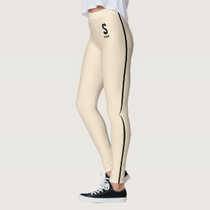 Personalized Name Black Stripes Champagne Gold Leggings