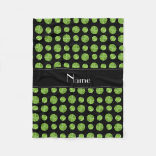 Personalized name black tennis balls pattern fleece blanket