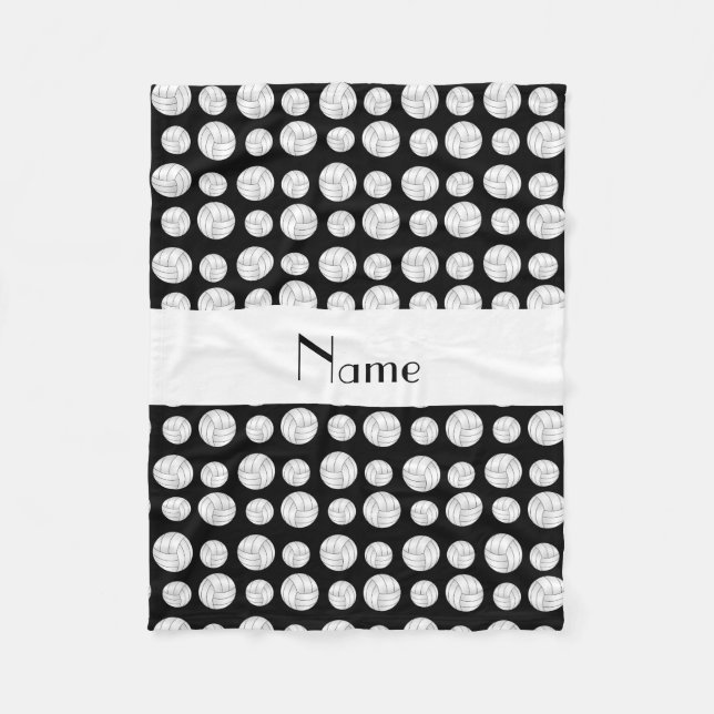 Personalized name black volleyball balls fleece blanket (Front)