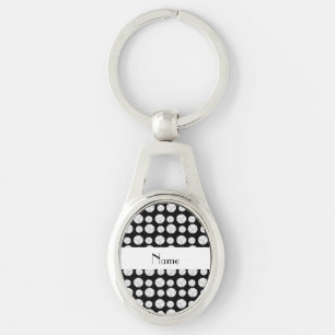 Personalized name black volleyball balls keychain
