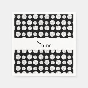 Personalized name black volleyball balls napkin