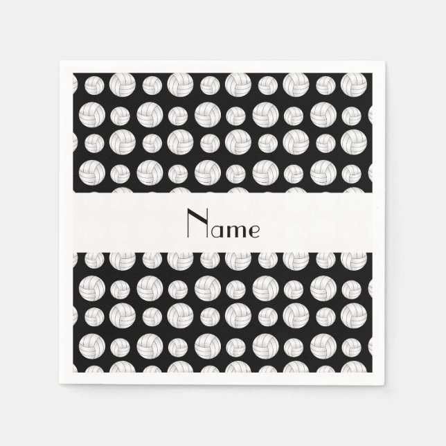 Personalized name black volleyball balls napkin (Front)