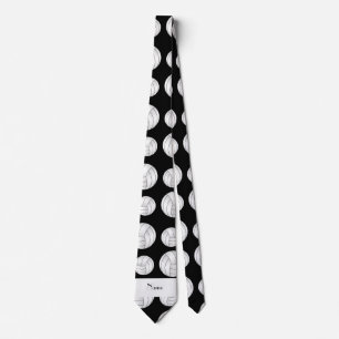 Personalized name black volleyball balls tie