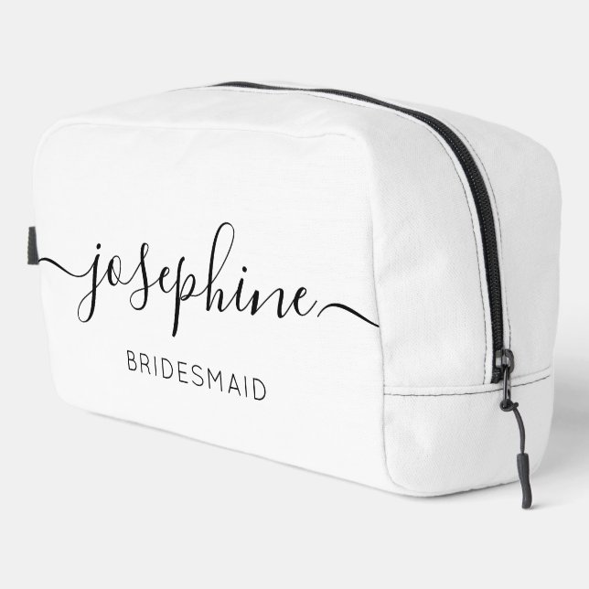 Personalized Name black white Bridesmaid Makeup Dopp Kit (Right Corner)