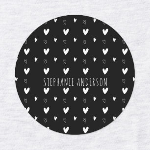 Personalized Name Black White Heart Playful Kids