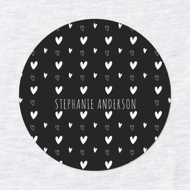 Personalized Name Black White Heart Playful Kids (Design 1)