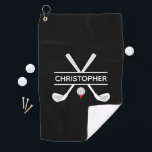 Personalized Name Black White Red Golf Towel<br><div class="desc">Fore! Enjoy this personalized design featuring your name,  golf clubs,  a golf ball and tee in black,  white and red.</div>