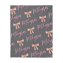 Personalized name blanket with bow, gift for girls