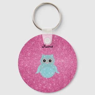 Personalized name bling owl diamonds keychain