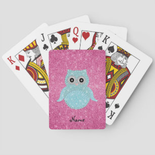 Personalized name bling owl diamonds playing cards