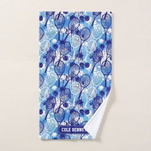 Personalized Name Blue Arty Tennis Towel