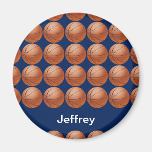 Personalized Name Blue background Basketball Magnet