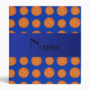 Personalized name blue basketballs binder