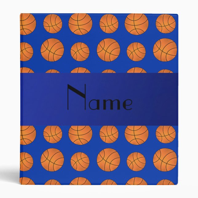Personalized name blue basketballs binder (Front)