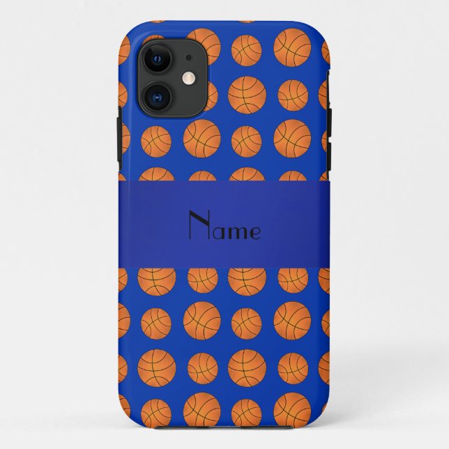 Personalized name blue basketballs Case-Mate iPhone case (Back)