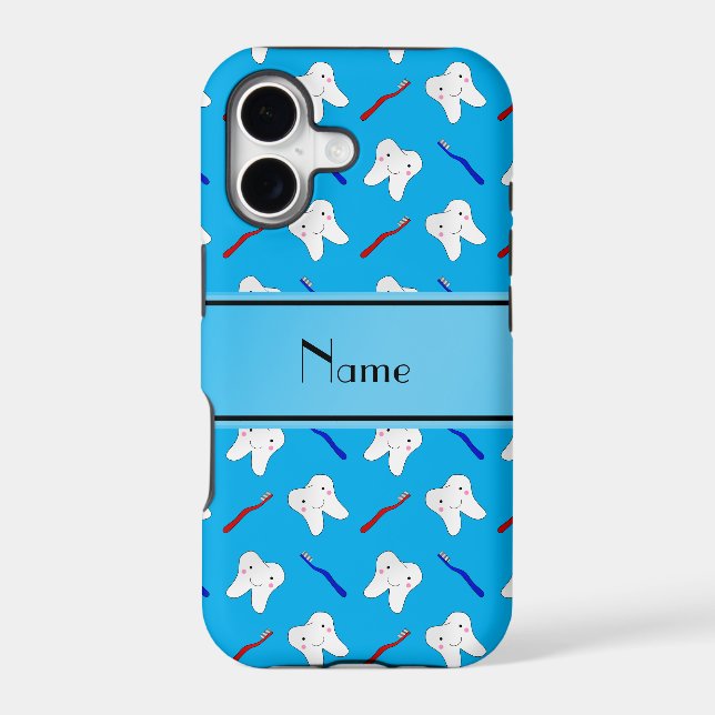 Personalized name blue brushes and tooth pattern (Back)