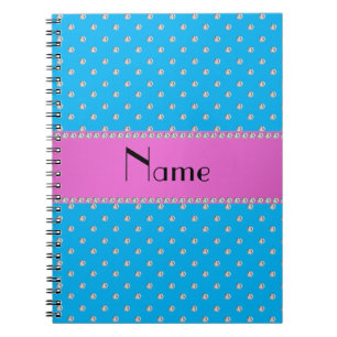 Personalized name blue diamonds notebook