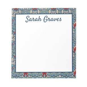 Personalized Name Blue Floral Pattern Notepad