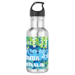 Personalized Name Blue Green Subway Art 532 Ml Water Bottle