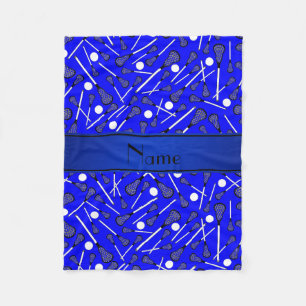 Personalized name blue lacrosse fleece blanket