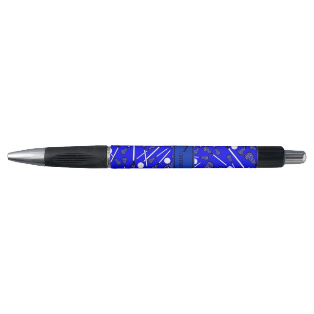 Personalized name blue lacrosse pen (Front)