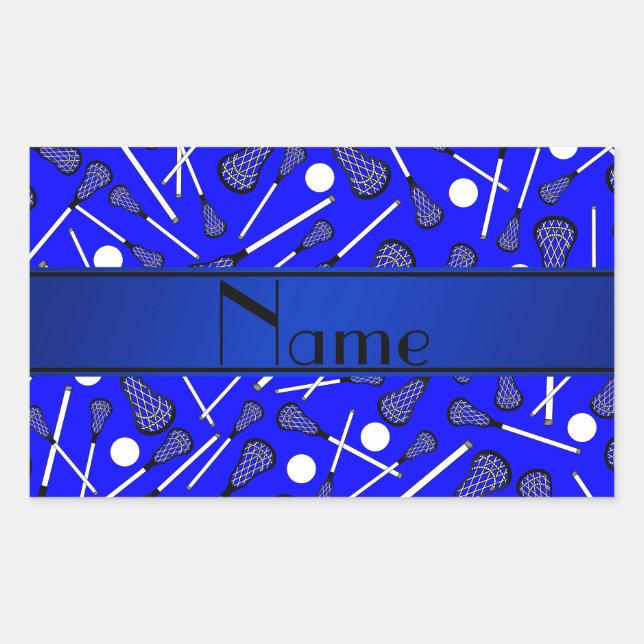 Personalized name blue lacrosse sticker (Front)