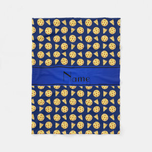 Personalized name blue pizzas fleece blanket