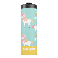 Personalized Name Blue Rainbow Unicorn Kids