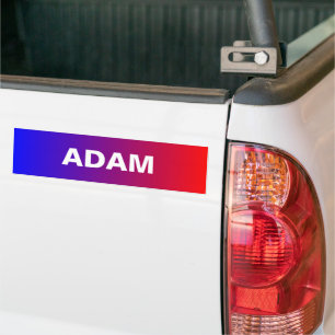 Personalized Name, Blue Red Car Bumper Sticker