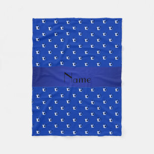 Personalized name blue soccer balls fleece blanket