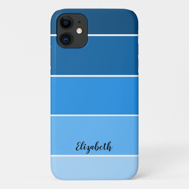 Personalized Name Blue Stripe Colour Palette Chip Case-Mate iPhone Case (Back)