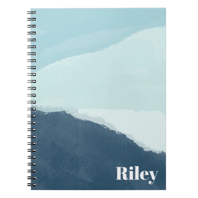 Personalized Name, Blue Watercolor Notebook (Front)