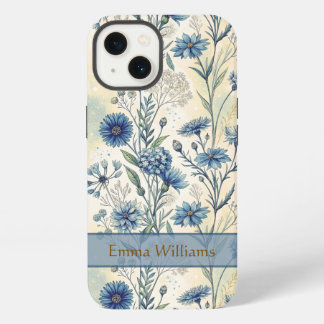 Personalized Name Blue Wildflowers iPhone 13 Case