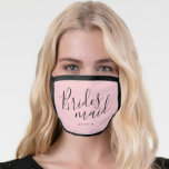 Personalized name blush pink bridesmaid face mask<br><div class="desc">Elegant personalized "bridesmaid" script and name on colour editable pink background,  great personalized bridal party gifts</div>