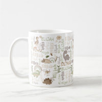 Personalized name boho doodle dinosaur green brow