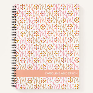 Personalized Name Boho Floral Earthy Pink Taupe Notebook