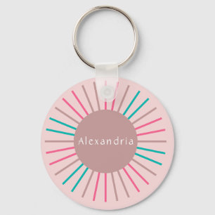 Personalized Name Boho Pastel Pink Keychain