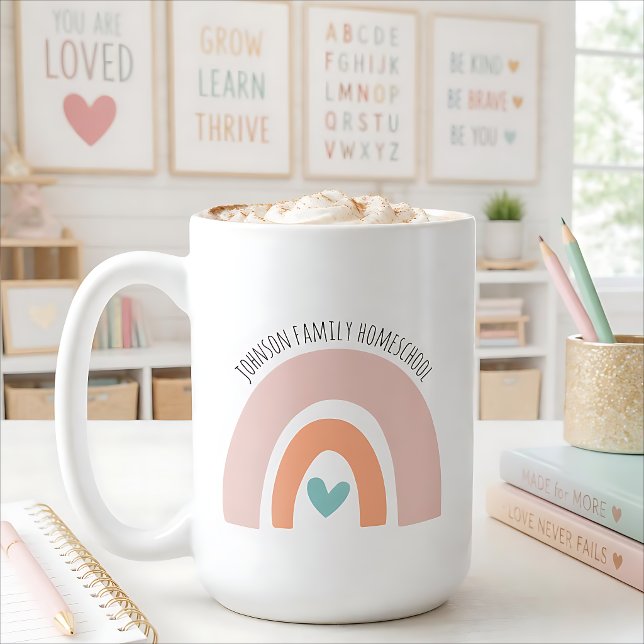 Personalized Name Boho Rainbow Homeschool Coffee Mug (Creator Uploaded)