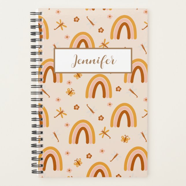 Personalized Name Boho Rainbow Planner (Front)